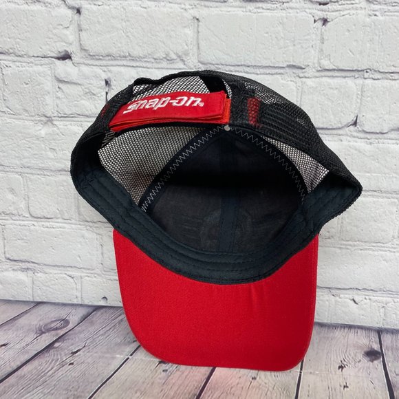 Snap-On Trucker Hat Mesh Cap Strap Back Red Black Rock N' Roll Cab Express Logo - Picture 7 of 9